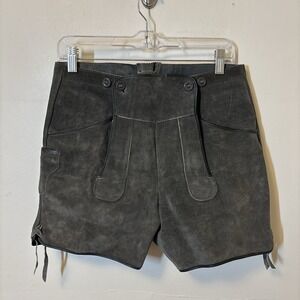 Lederhosen Shorts Leather Suede Men's 30" Waist Octoberfest Beer Garden‎ Gray